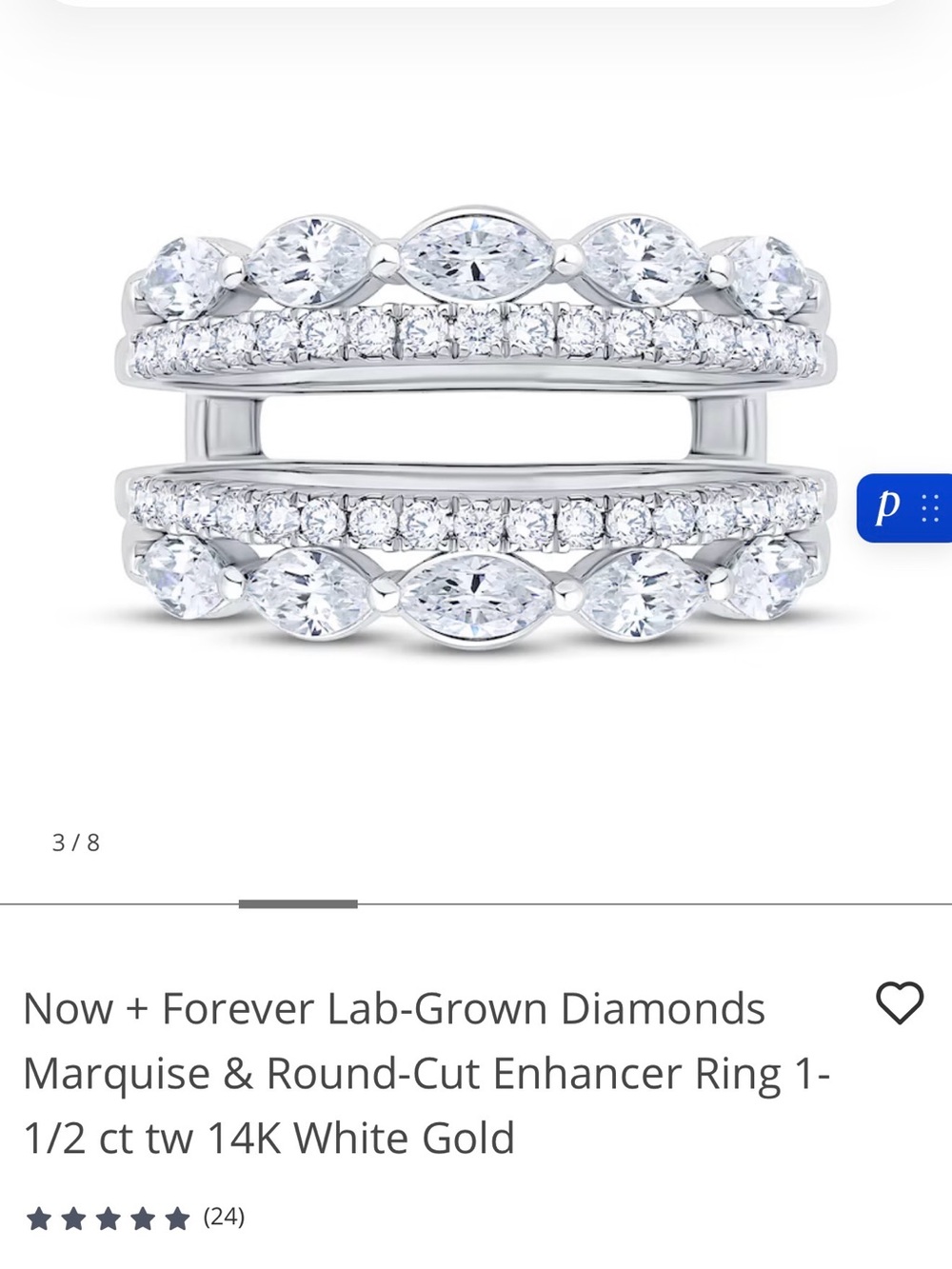 Kay Jewelers Now + Forever Lab-Grown Diamond Marq & Round-Cut Band Ring (1 ring) - Picture 3 of 3